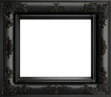 schwarz Foto Rahmen mit aufwendig Design auf transparent Hintergrund png