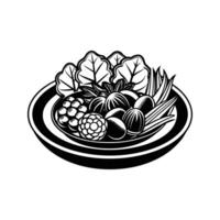 Dish with vegetables isolated vector