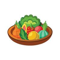 Dish with vegetables isolated vector