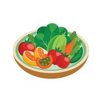 plato con vegetales aislado vector