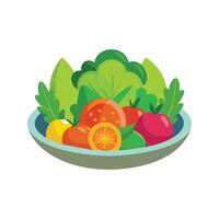 plato con vegetales aislado vector