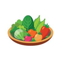 plato con vegetales aislado vector