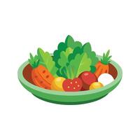 plato con vegetales aislado vector