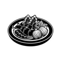 Dish with vegetables isolated vector