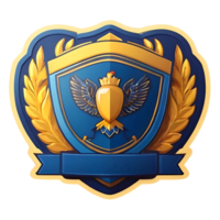 azul escudo com ouro e azul asas png
