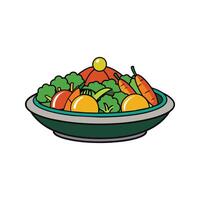 Dish with vegetables isolated vector