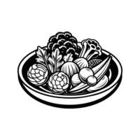 Dish with vegetables isolated vector