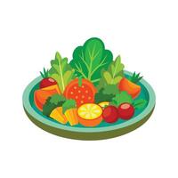 plato con vegetales aislado vector