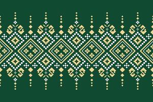 Green Cross stitch colorful geometric traditional ethnic pattern Ikat seamless pattern border abstract design for fabric print cloth dress carpet curtains and sarong Aztec African Indian Indonesian vector