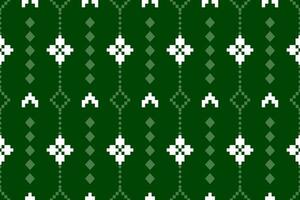 Green Cross stitch colorful geometric traditional ethnic pattern Ikat seamless pattern border abstract design for fabric print cloth dress carpet curtains and sarong Aztec African Indian Indonesian vector