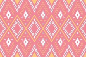 Pink Cross stitch colorful geometric traditional ethnic pattern Ikat seamless pattern border abstract design for fabric print cloth dress carpet curtains and sarong Aztec African Indian Indonesian vector