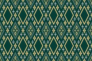 Green Cross stitch colorful geometric traditional ethnic pattern Ikat seamless pattern border abstract design for fabric print cloth dress carpet curtains and sarong Aztec African Indian Indonesian vector