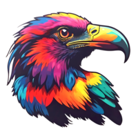 colorful bird head on transparent background png