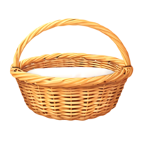 wicker basket with white paper on transparent background png