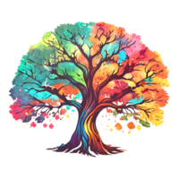 colorful tree with leaves and branches on transparent background png