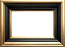 gold picture frame with black border on transparent background png