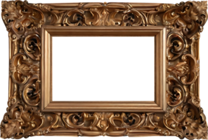 gold frame with ornate design on transparent background png