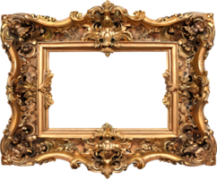 gold frame with ornate design on transparent background png