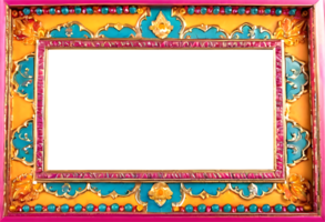 colorful picture frame with a gold and blue border png