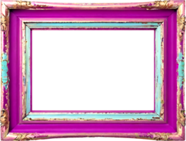 roze en blauw foto kader met een goud kader png