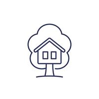 treehouse line icon on white vector