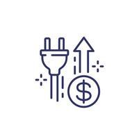 electricity costs up line icon on white vector