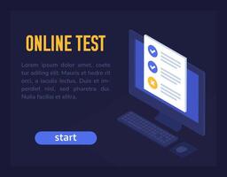 online test banner design for web vector