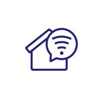 wi-fi in house line icon on white vector