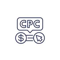 CPC line icon, cost per click vector