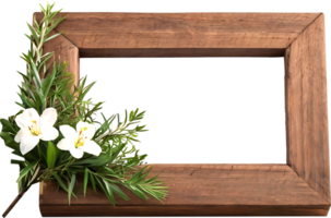 wooden frame with flowers png