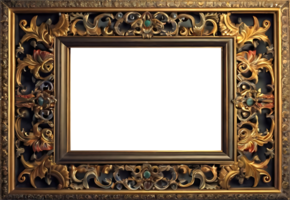 ouro quadro, Armação com ornamentado Projeto em transparente fundo png