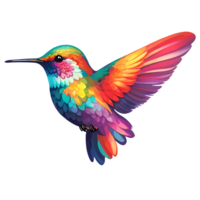 colorful hummingbird flying on transparent background png