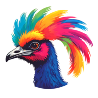 colorful bird with a colorful mohawk png