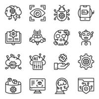 Set of Artificial Intelligence Linear Icons vector