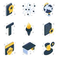 Pack of Learning and Knowledge Isometric Icons vector