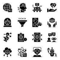 Set of Ai Technology Solid Icons vector