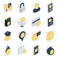 Set of Digital Currency Isometric Icons vector