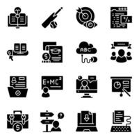 Pack Of E Learning solid Icon vector