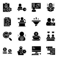 Set of Business and Finance Solid Icons vector