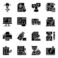 Pack Of Learning solid Icon vector