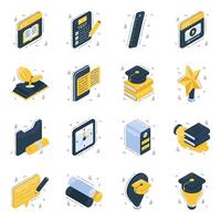 Pack of Education, Learning and Study Isometric Icons vector