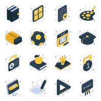 paquete de iconos isométricos de educación vector