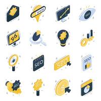 Set of Search Engine Optimization Isometric Icons vector