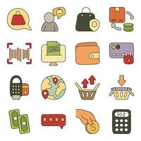 paquete de compras plano icono vector