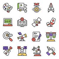 Pack Of Education Accessories Flat Icon vector