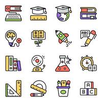 Pack Of Education Flat Icon vector