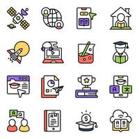 Pack Of Study And Flat Icon vector