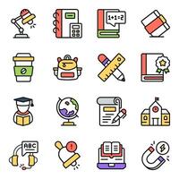 Pack Of Study Flat Icon vector