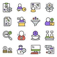 conjunto de iconos planos de negocios y finanzas vector