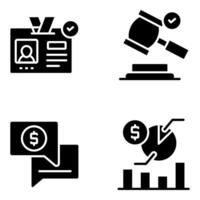 Set of Business and Data Solid Icons vector